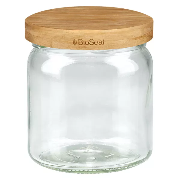 408ml rond glas met BioSeal 2-in-1 houten deksel UNiTWIST