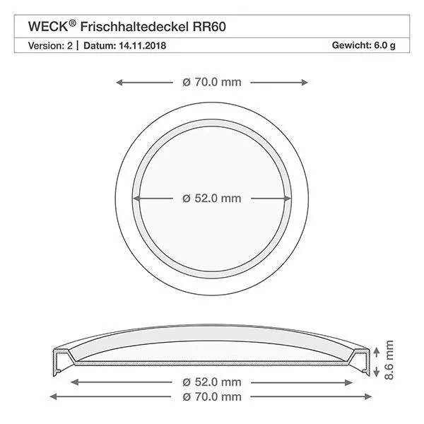 WECK vershoudend deksel RR60